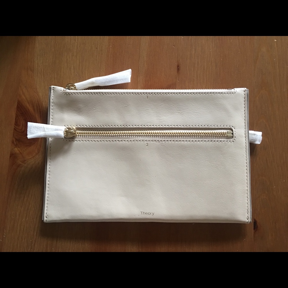 Brand New Theory Leather Currency Case: Off-White